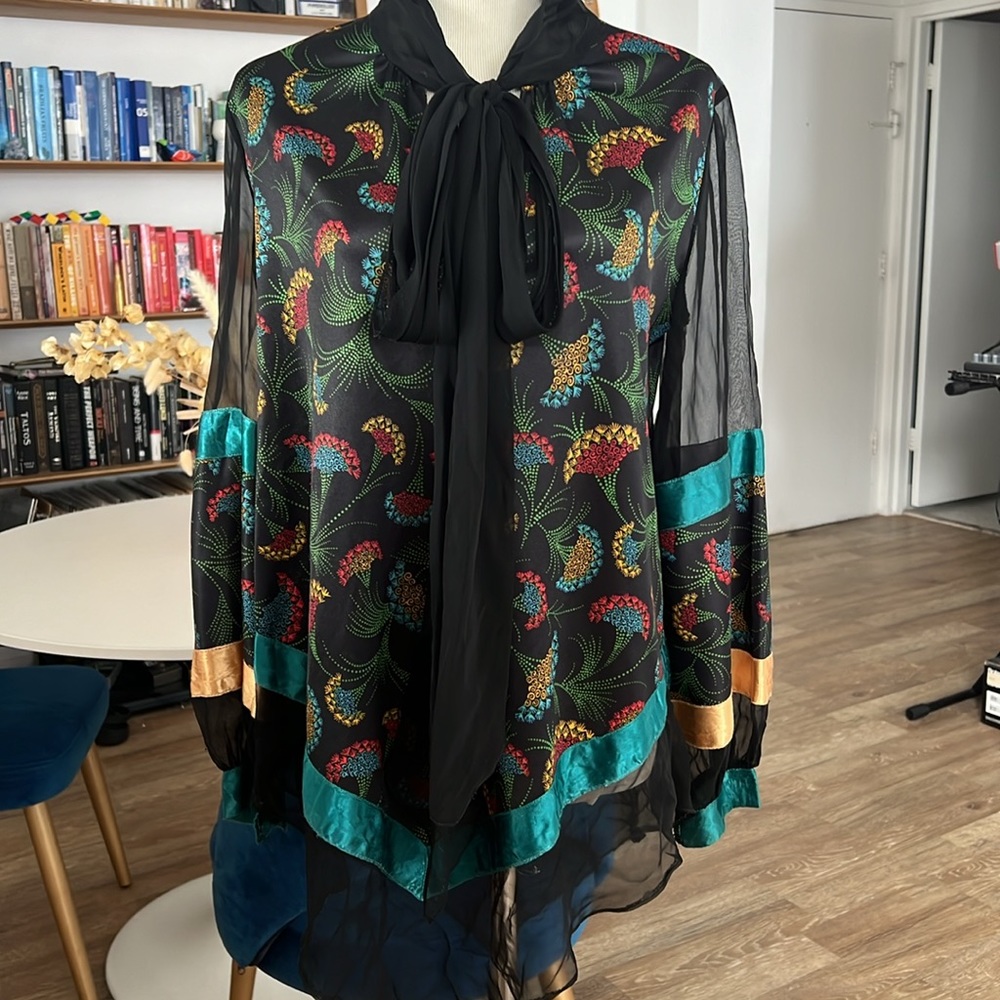 Avant-garde kimono long sleeve blouse M